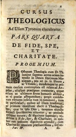 Cursus Theologicus, 4. De Fide, Spe, Et Charitate