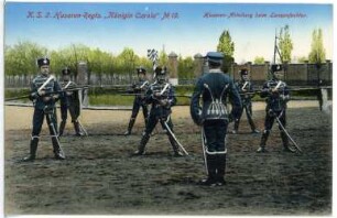 Grimma. Königlich Sächsisches 2. Husaren-Regiment Königin Carola Nr. 19. Abteilung beim Lanzenfechten