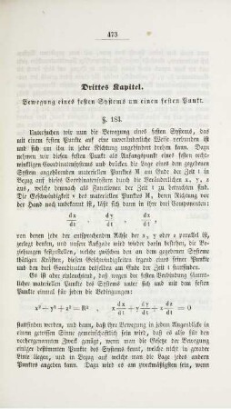 Drittes Kapitel. Bewegung eines festen Systems um einen festen Punkt.