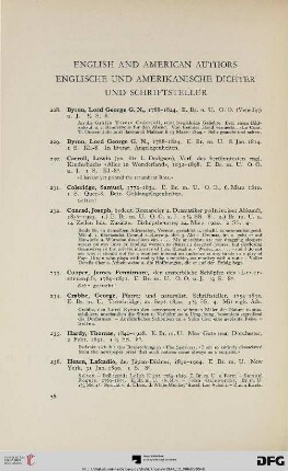 Englische und amerikanische Dichter und Schriftsteller (Nr. 228-245)