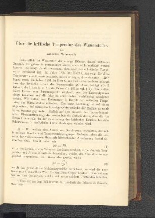 Über die kritische Temperatur des Wasserstoffes.