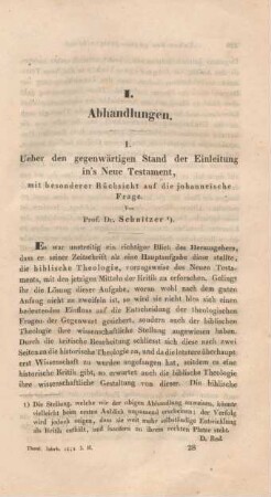 425-473 Ueber den gegenwärtigen Stand der Einleitung in's Neue Testament : mit besonderer Rücksicht auf die johanneische Frage