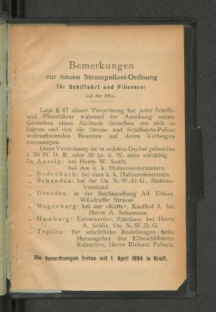 Bemerkungen zur neuen Strompolizei-Ordnung [...]