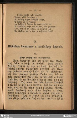 IV. Módlitwy domaznego a mańźelskego žywenja