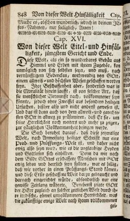 Cap. XVI. Won dieser Welt Eitel- und Hinfälligkeit, jüngstem Gericht und Ende
