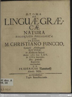 De linguae graecae natura : dissertatio philologica