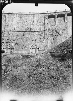 Neustadt/Harz. Talsperre Neustadt (1904-1905). Staumauer. Luftseite (Teilansicht)