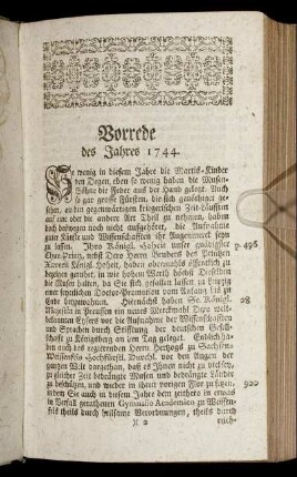 Vorrede des Jahres 1744.