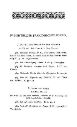 IV. Meister der Französischen Schule