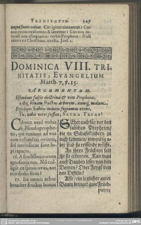 Dominica VIII. Trinitatis, Evangelium Matth. 7, v. 15.