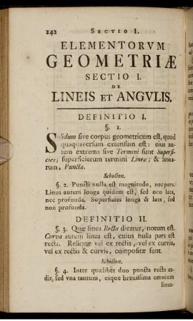 Elementorum geometriae. Sectio I. De lineis et angulis.