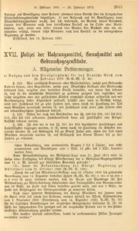XVII. Polizei der Nahrungsmittel, Genußmittel und Gebrauchsgegenstände