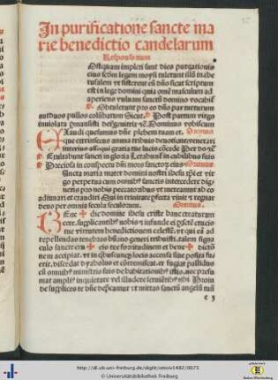 In purificatione sancte marie benedictio candelarum.