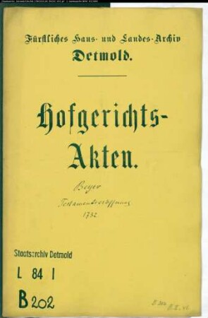 Beyer, Simon Henrich - Testamentseröffnung