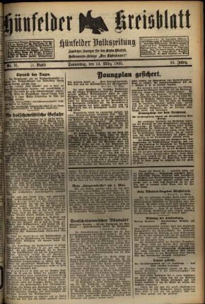 Erste Ausgabe vom Donnerstag, den 13. März 1930.