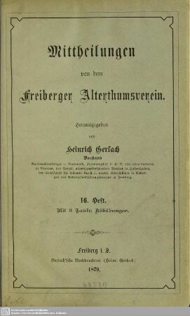 16/18.1879/81: Mitteilungen des Freiberger Altertumsvereins