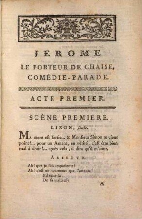 Jerome, le porteur de chaise : Comedie parade
