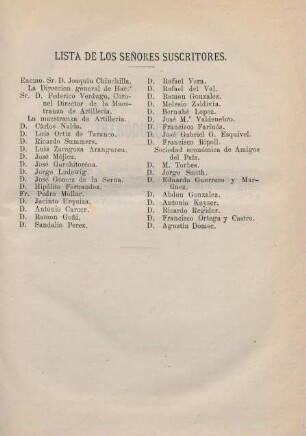 Lista de los senores suscritores