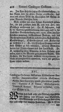 Catalogus codicum manuscriptorum bibliothecae Bernensis. Tom.II.