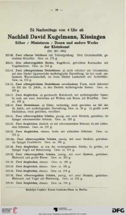 Silber/Miniaturen/Dosen und andere Werke der Kleinkunst (Nr. 307-591)