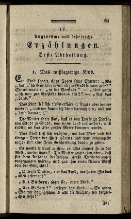 IV. Angenehme und lehrreiche Erzählungen.