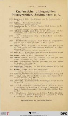 Kupferstiche, Lithographien, Photographien, Zeichnungen u. A. (Nr. 2880 - 2902)