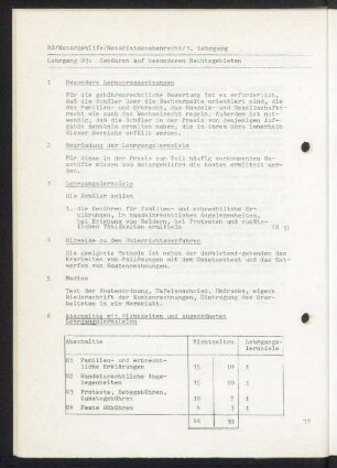 Lehrgang 03: Gebühren auf besonderen Rechtsgebieten