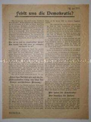 Propagandaflugblatt der DNVP zur Wahl der Nationalversammlung