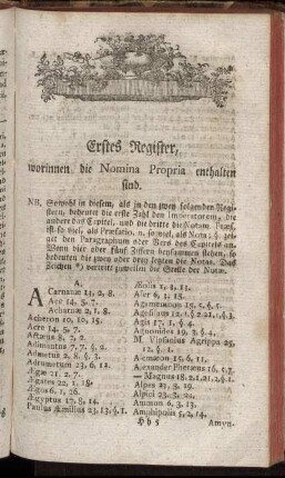 Erstes Register, worinnen die Nomina Propria enthalten sind.