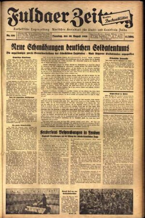 Ausgabe vom Dienstag, den 30. August 1938.