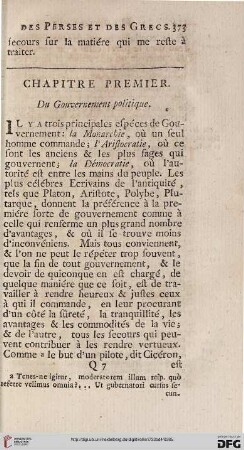 Chapitre premier: Du gouvernement politique