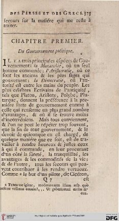 Chapitre premier: Du gouvernement politique