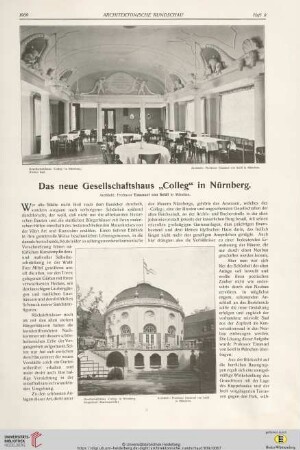25: Das neue Gesellschaftshaus "Colleg" in Nürnberg : Architekt: Professor Emanuel von Seidl in München