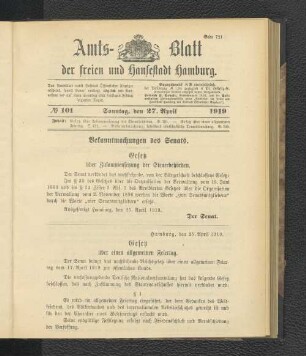 No.101, Sonntag, den 27. April 1919