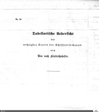 Uebersicht der wichtigsten Bauten des Schifffahrts-Canals von Ulm nach Friedrichshafen