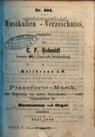 Catalog. 104. 1868