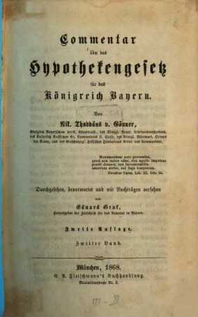 Commentar über das Hypothekengesetz für das Königreich Bayern, 2