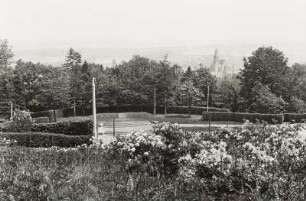 Kamenz, Blick vom Hutberg über die Hutbergbühne auf die Stadt mit Marienkirche