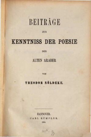 Beiträge zur Kenntniss der Poesie der alten Araber