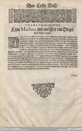 Problema XXVIII. Eine Machina, mit welcher ein Orgel durch Wasser getrieben.
