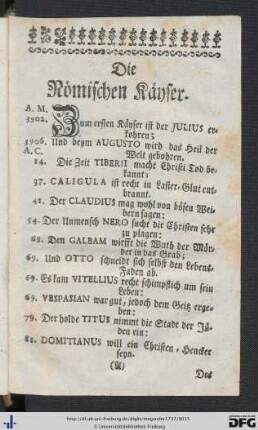 Die Römischen Käyser.