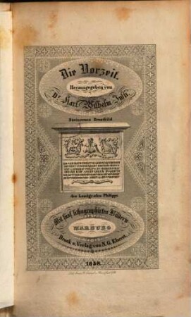 Die Vorzeit : ein Taschenbuch für d. Jahr .., 1838 = Jg. 10