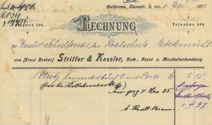 Rechnung der Buchhandlung Stritter&Kessler (nur typografisch gestaltet)