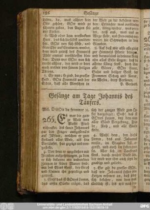 Gesänge am Tage Johannis des Täufers.