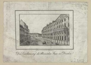 Ansicht des Landhauses und der Pirnaischen Gasse in Dresden, Lithographie, 1840 : Das Landhaus auf der Pirnaischen Gasse in Dresden. - [Dresden] : Gärtner , [um 1840]. - 1 Kunstbl. : Lithogr. ; 12 x 8 cm