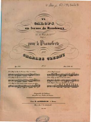 Six galops en forme de rondeaux sur des motifs favoris : op. 372. 2, Motif de l'opéra: Le serment de Auber