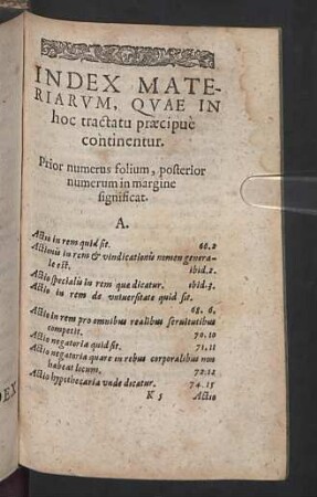 Index Materiarum, quae in hoc tractatu praecipuè continentur.
