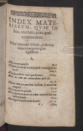 Index Materiarum, quae in hoc tractatu praecipuè continentur.