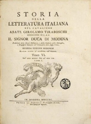 Storia della letteratura italiana. 6. Dall'anno 1400 fino all'anno 1500. 1