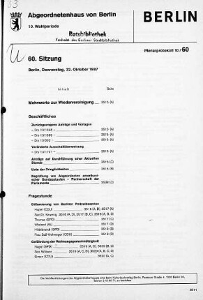 Nr. 60, 22. Oktober 1987